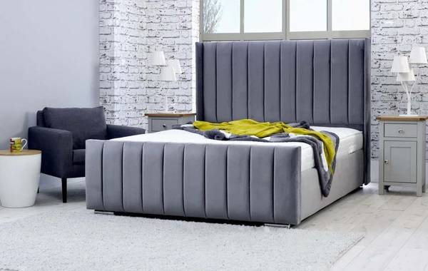Sapphire Winged Upholstered Bed Frame
